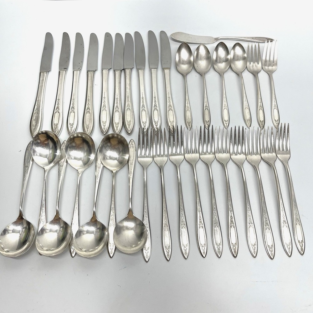 Wm A‎ Rogers Debutante Grandeur Princess by Oneida Silverplate Flatware 34 piece